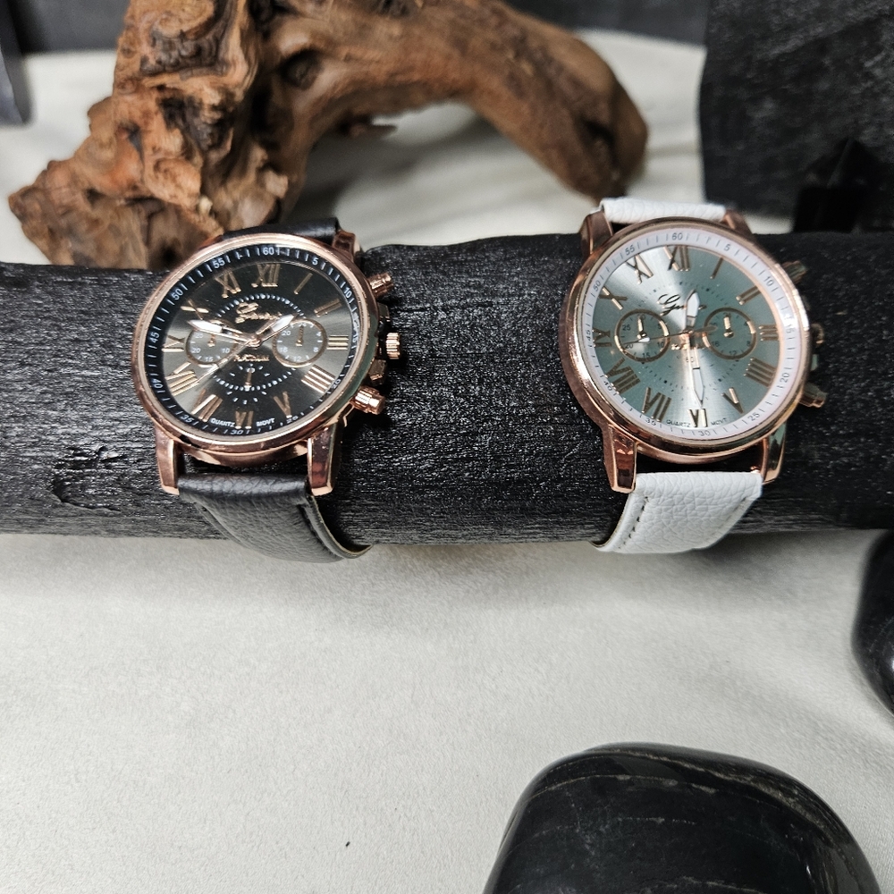 Set Of Geneva Watches White & Black